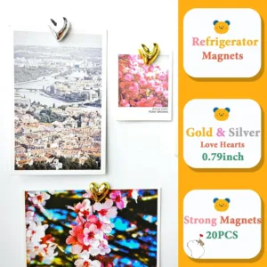 heart magnets fridge gold 2