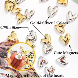 heart magnets fridge gold 5