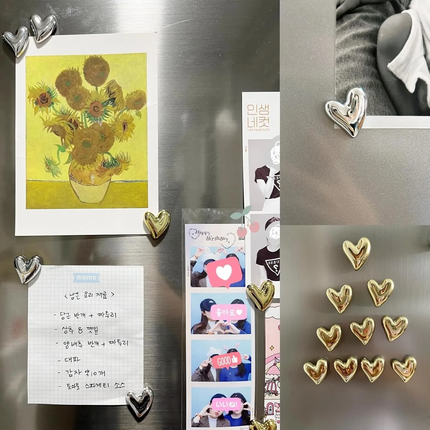 heart magnets fridge gold 6