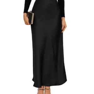 high waist satin skirt 1