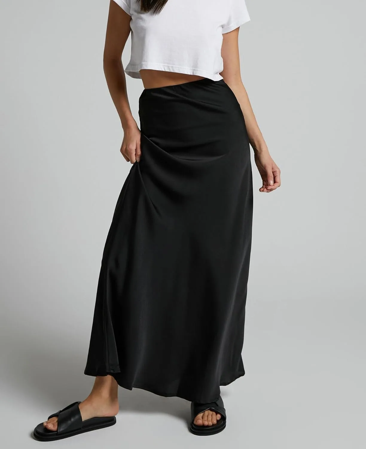 high waist satin skirt 2