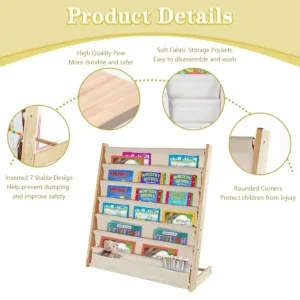 kids bookshelf wood bookrack 3