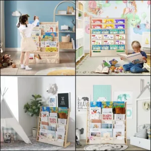 kids bookshelf wood bookrack 6