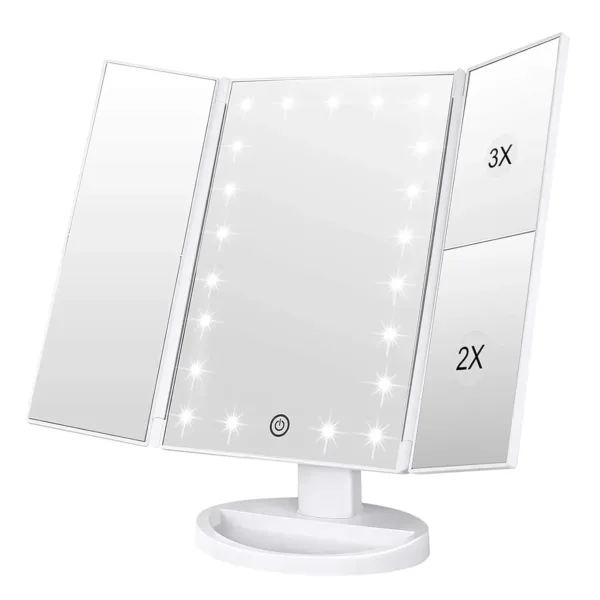 lighted makeup mirror trifold 1