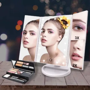 lighted makeup mirror trifold 2