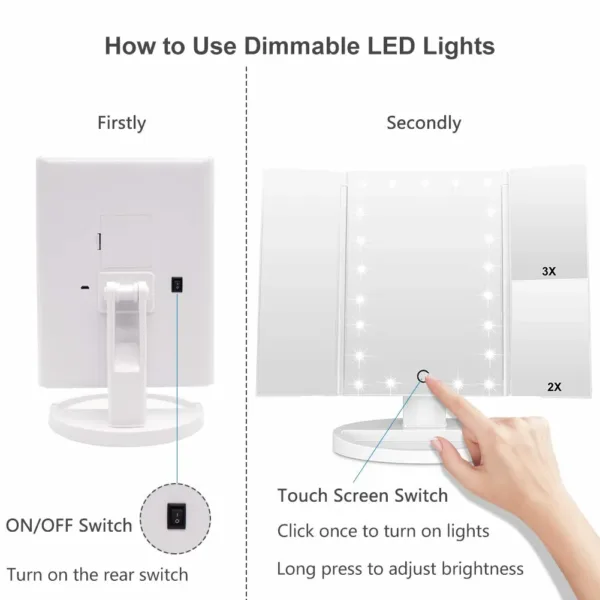 lighted makeup mirror trifold 5