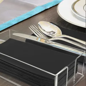 linen like napkins black 4