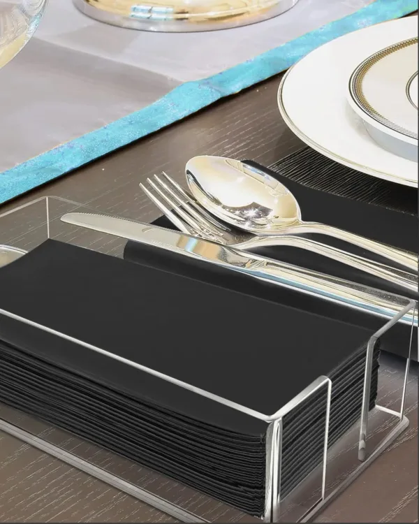 linen like napkins black 4