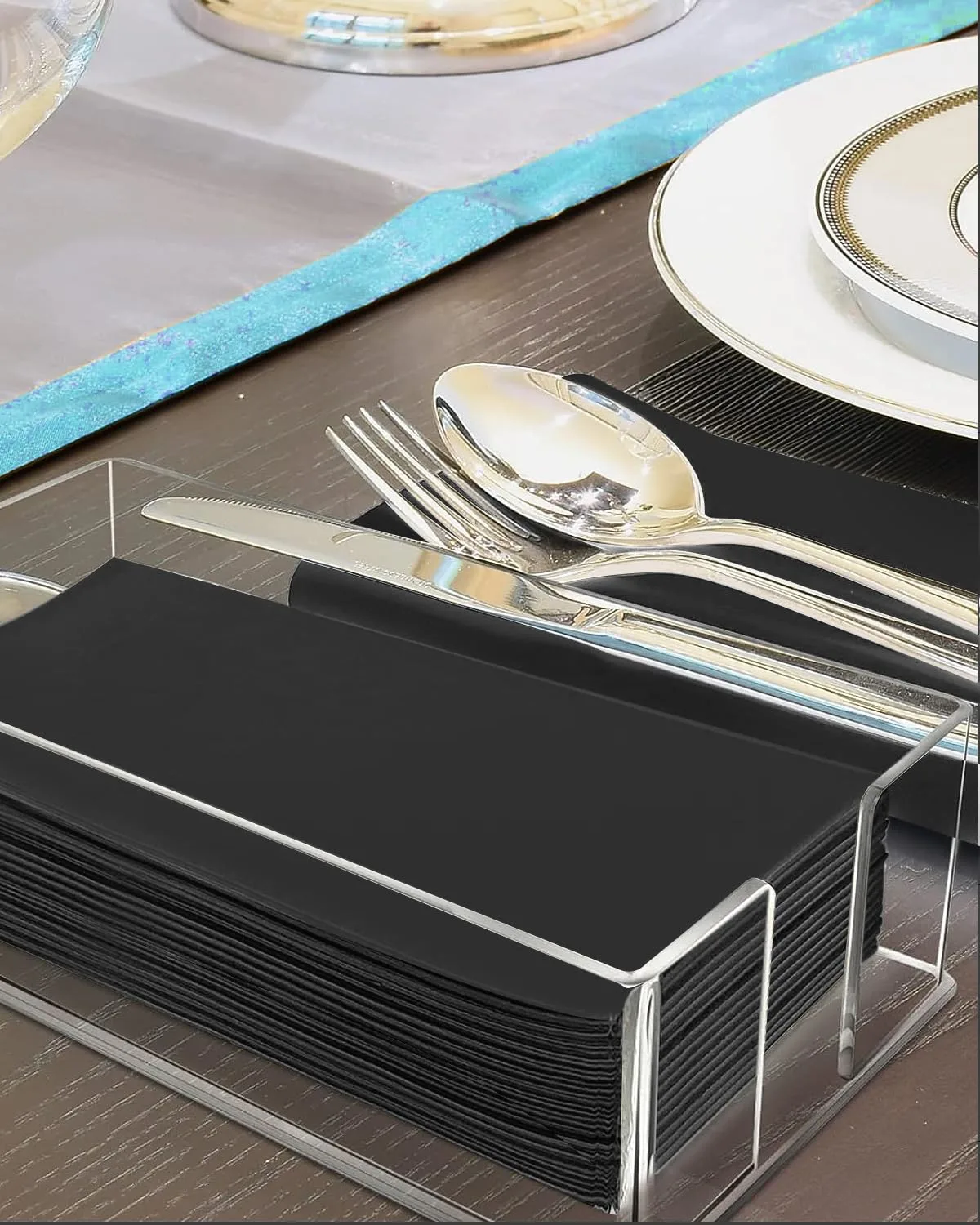 linen like napkins black 4