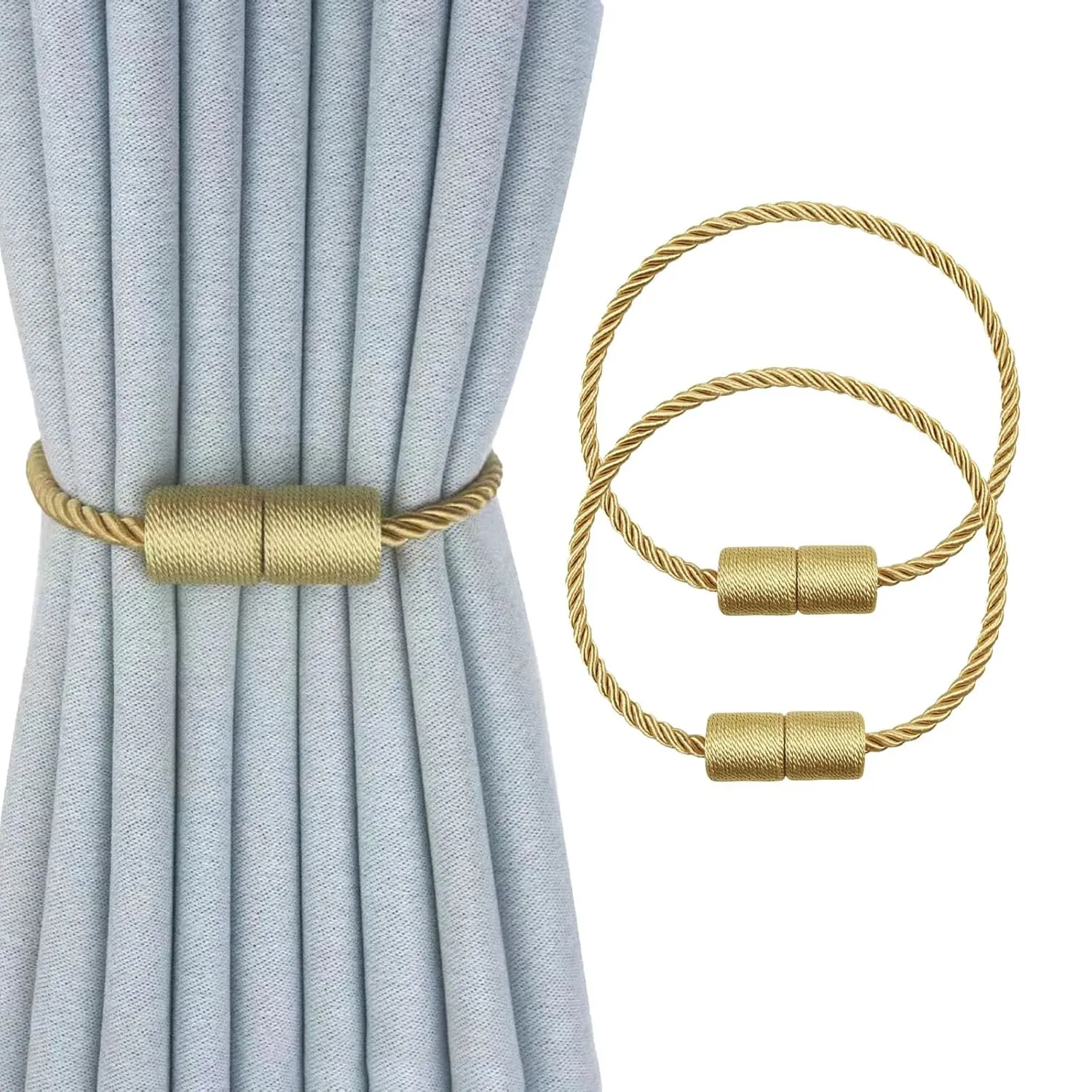 magnetic curtain tiebacks gold 1