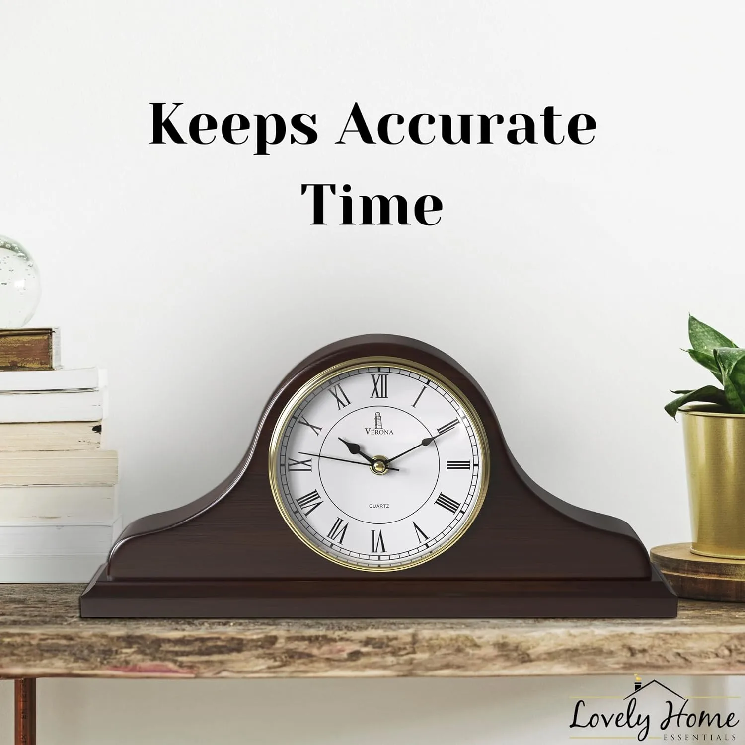 mantel clock wooden silent 2