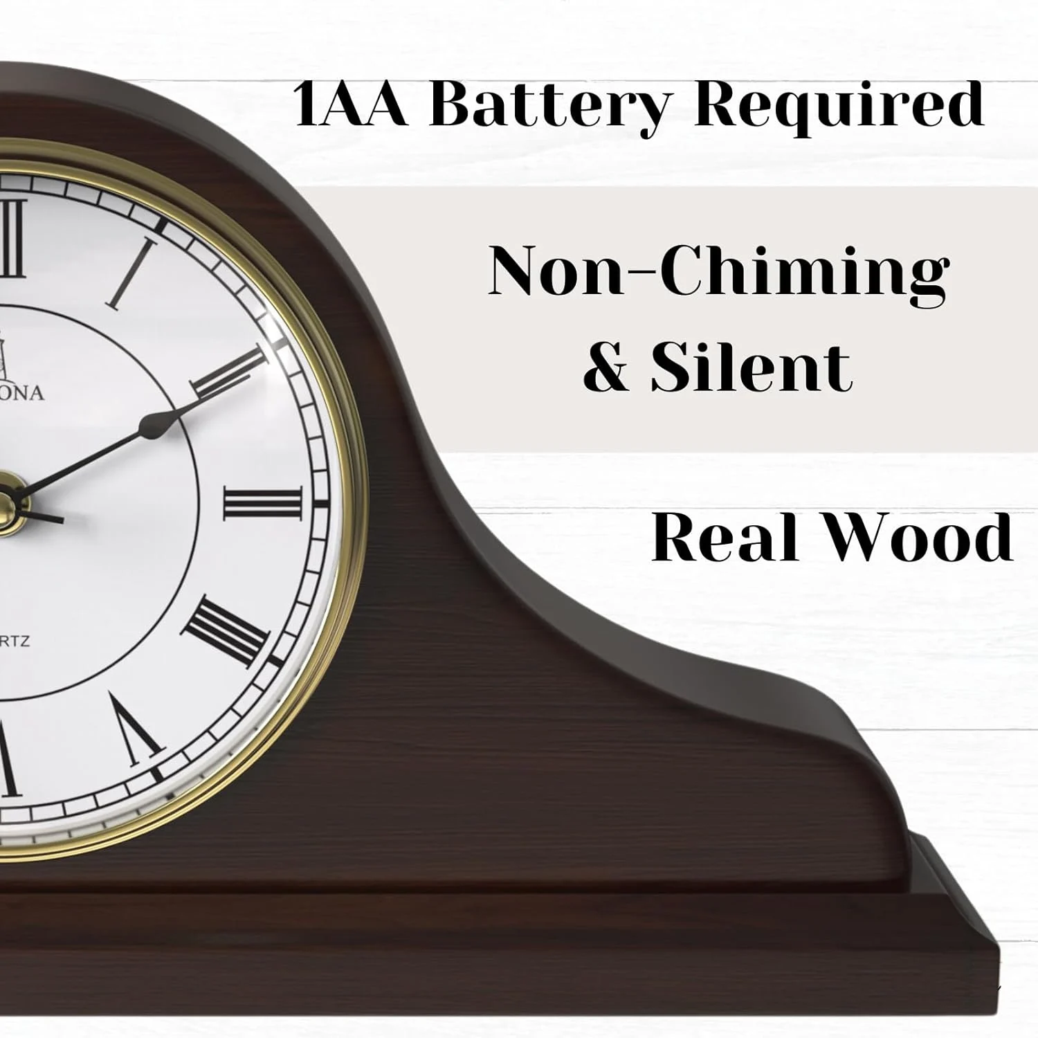 mantel clock wooden silent 3