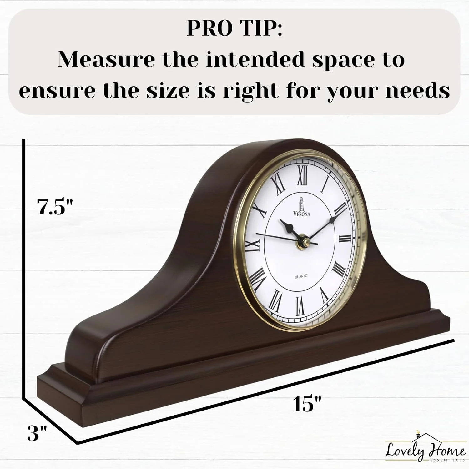 mantel clock wooden silent 4