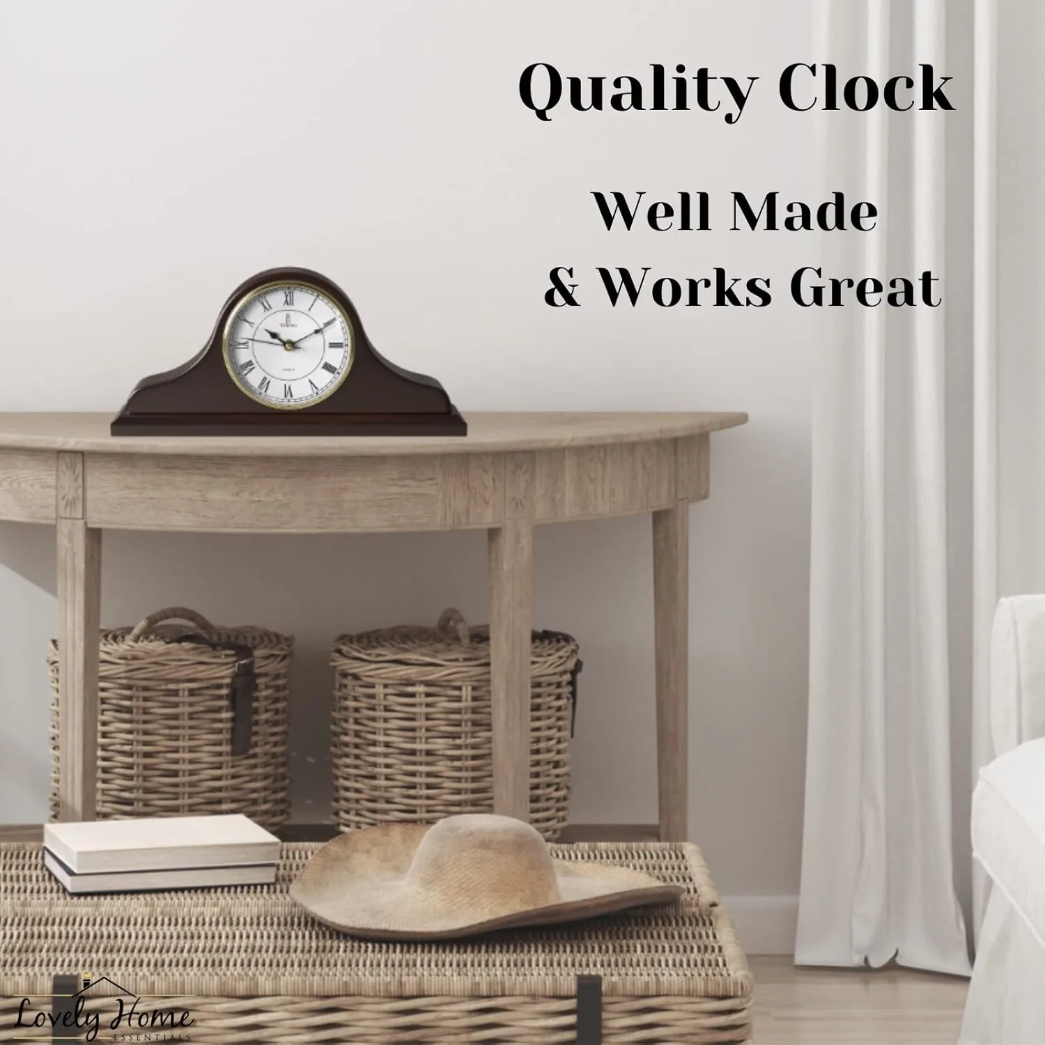 mantel clock wooden silent 5