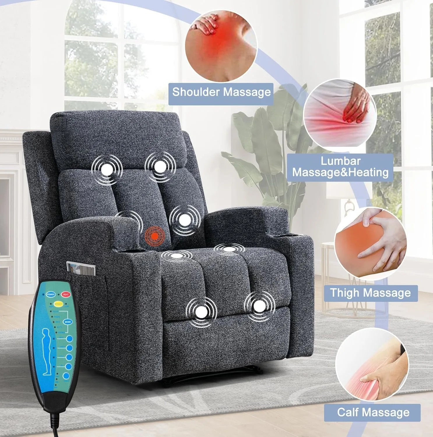 massage recliner chair heat 3