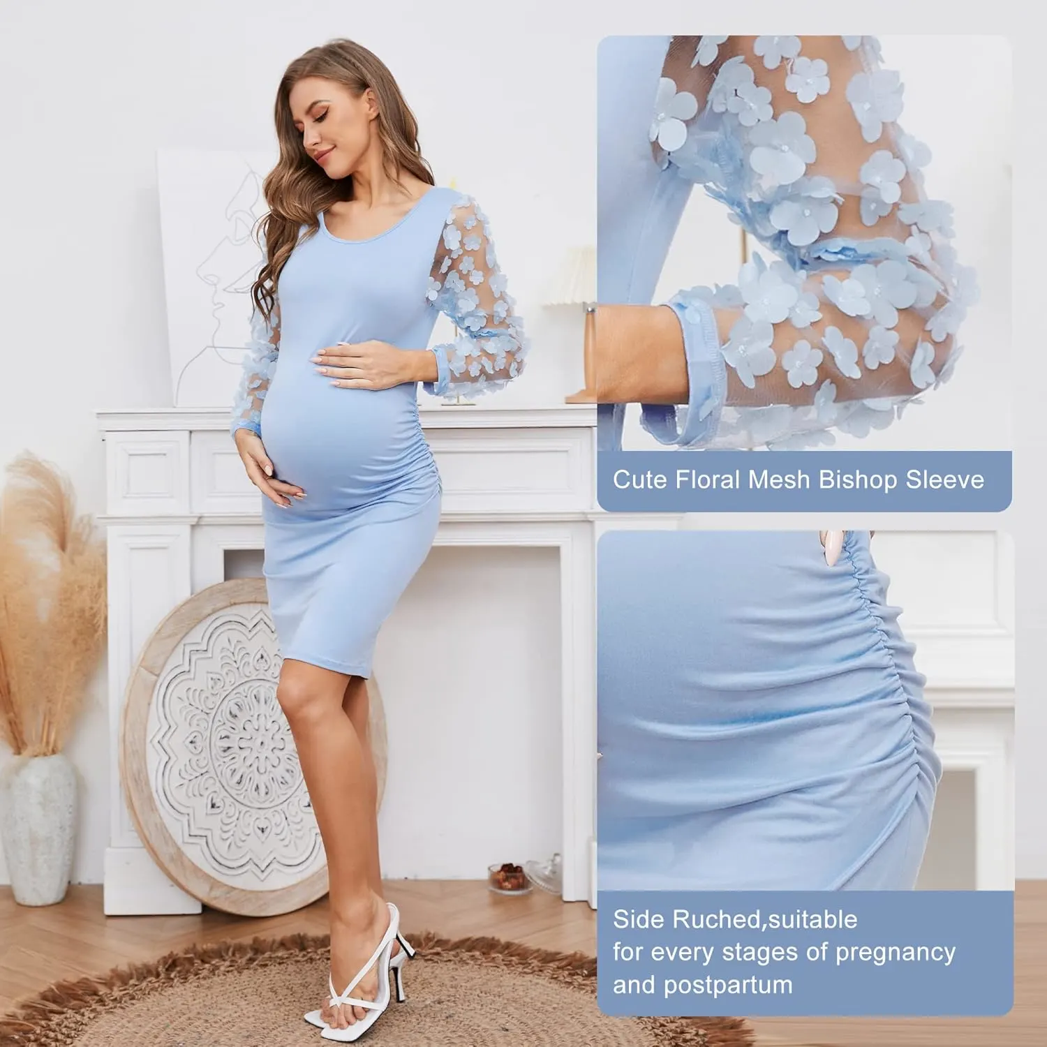 maternity dress floral mesh 5