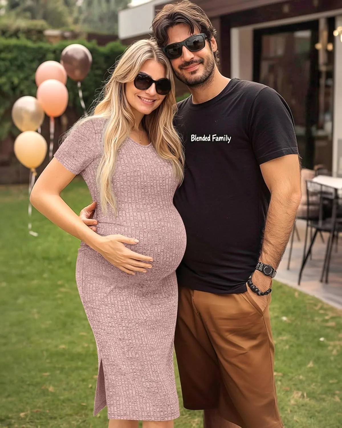 maternity dress ribbed v neck 2