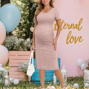 maternity dress ribbed v neck 3