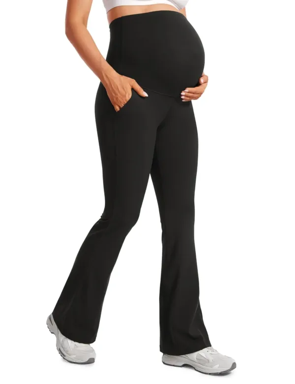 maternity flare leggings pockets 1