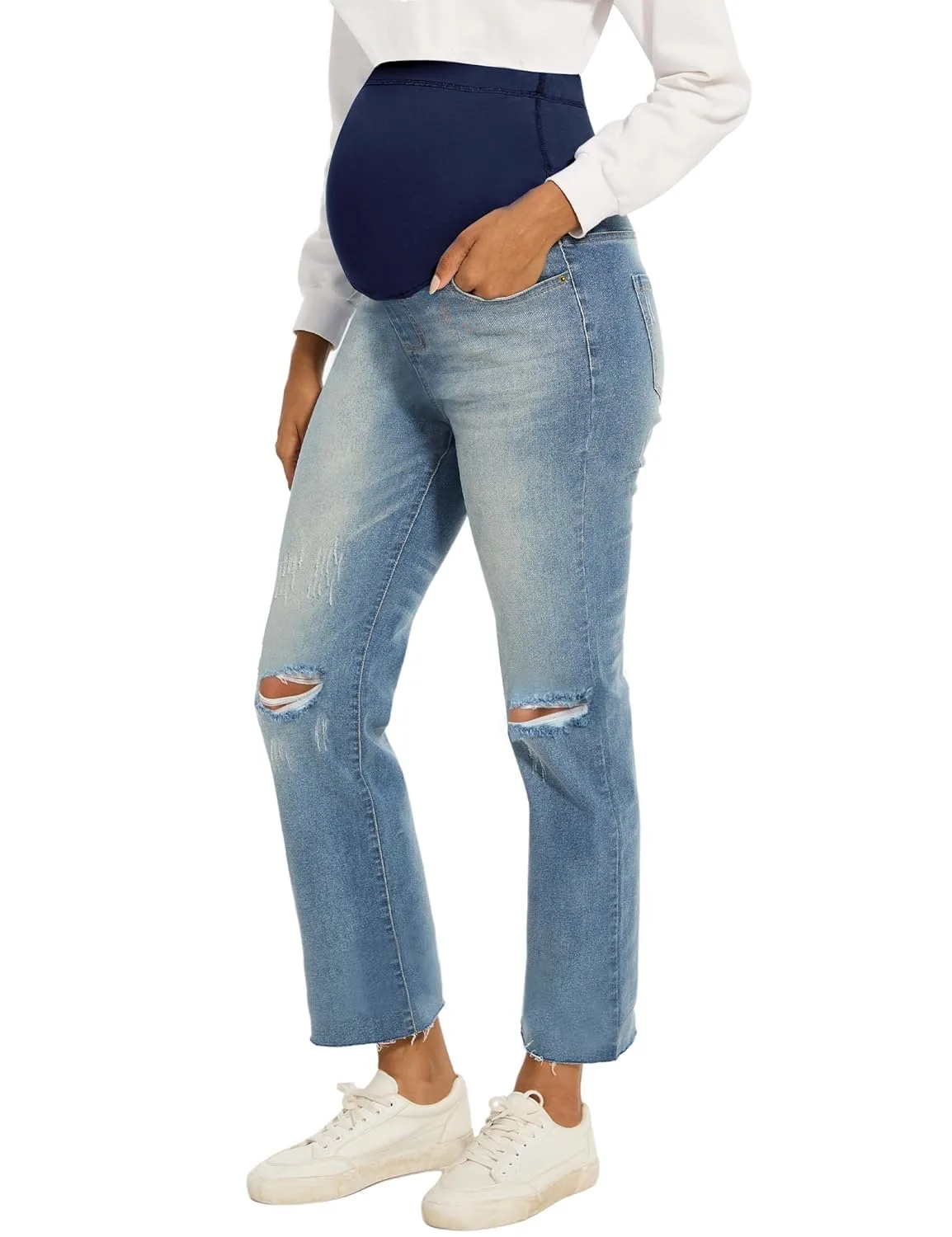 maternity jeans ripped straight 1