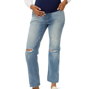 maternity jeans ripped straight 7