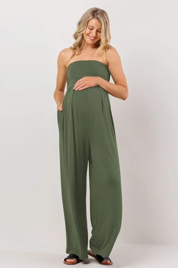 maternity jumpsuit strapless pockets 2