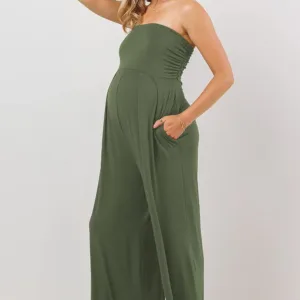 maternity jumpsuit strapless pockets 3