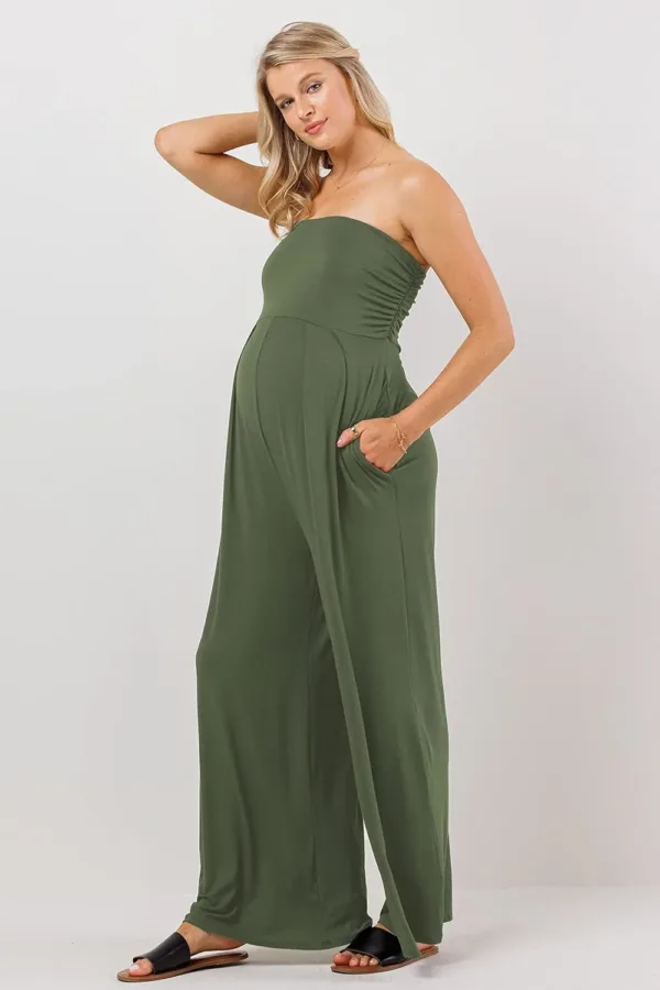 maternity jumpsuit strapless pockets 3