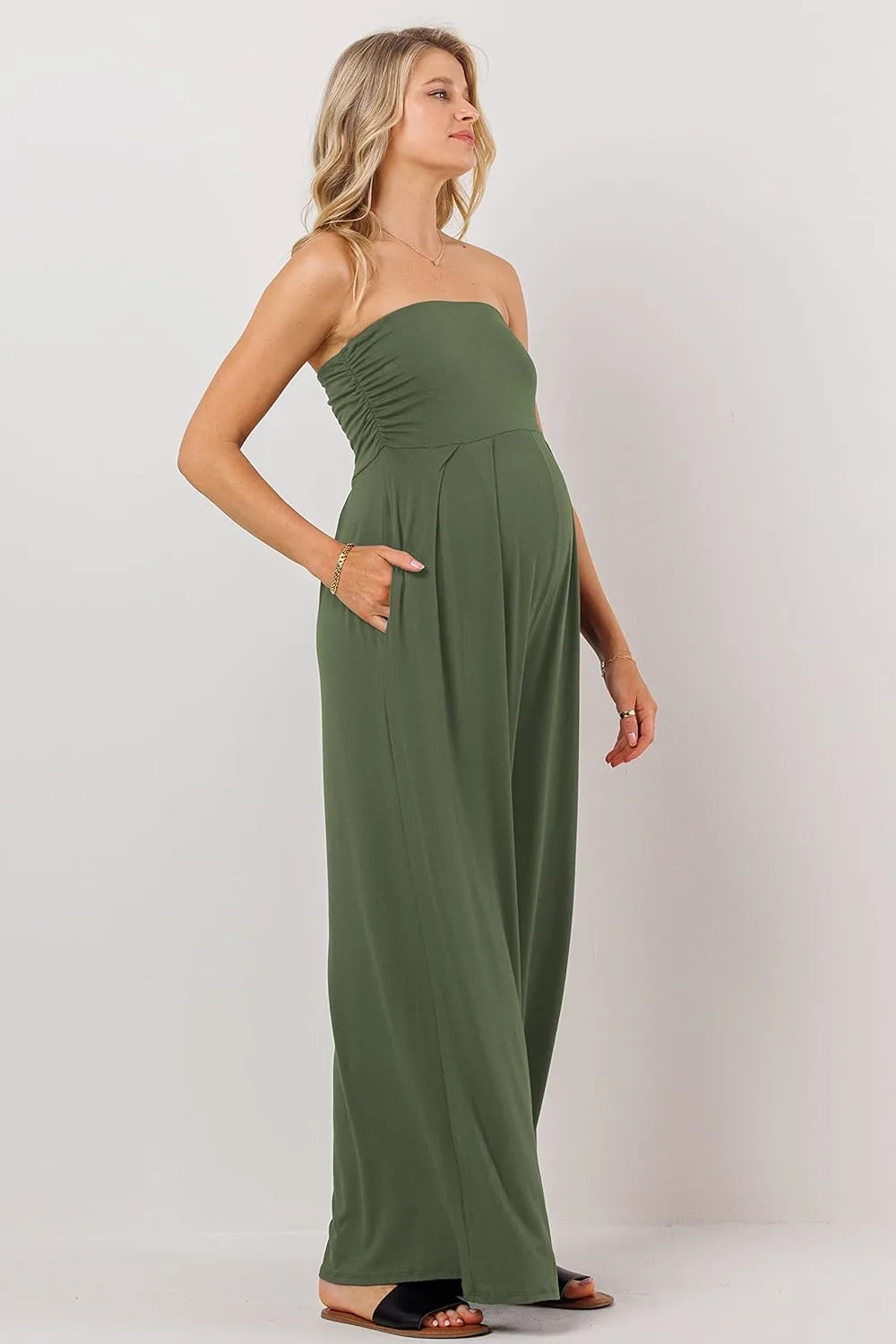 maternity jumpsuit strapless pockets 4
