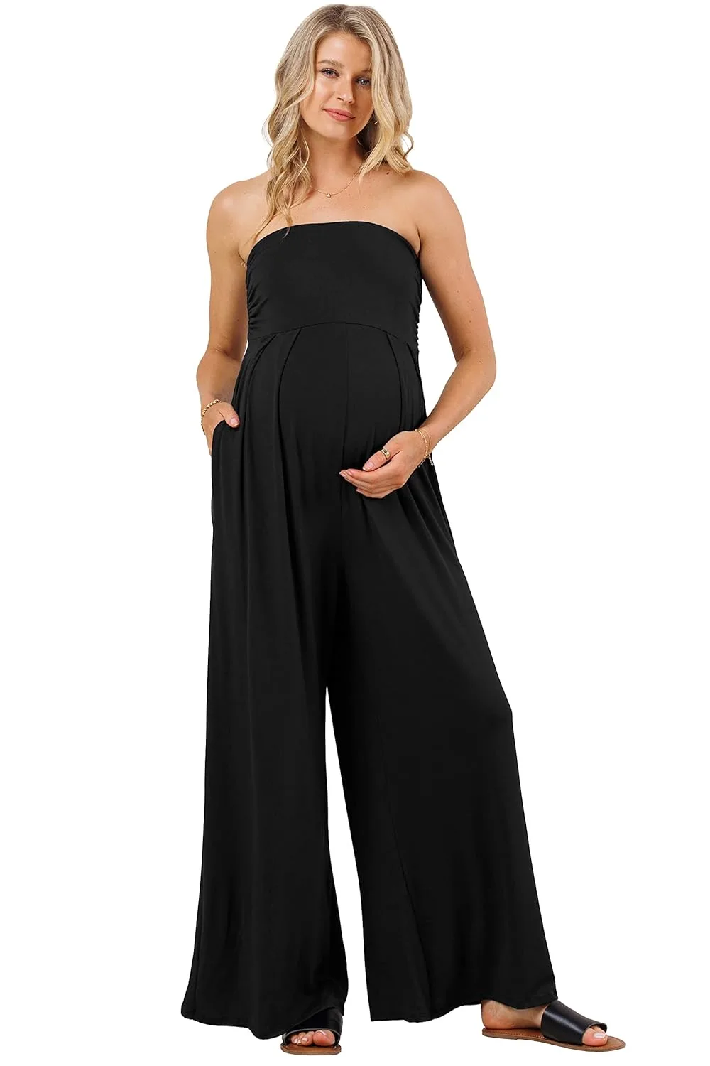 maternity jumpsuit strapless pockets 7