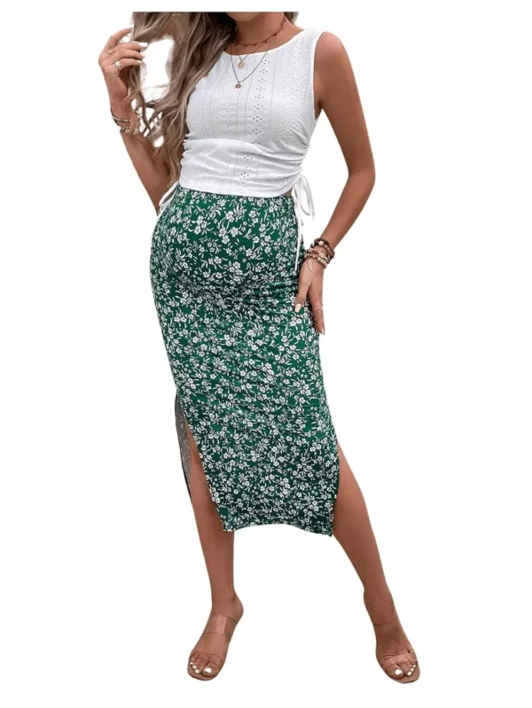 maternity outfit floral skirt 1