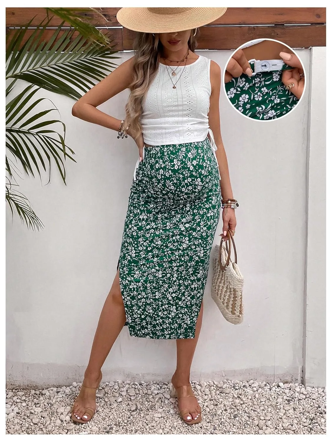 maternity outfit floral skirt 3