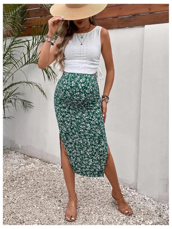 maternity outfit floral skirt 5