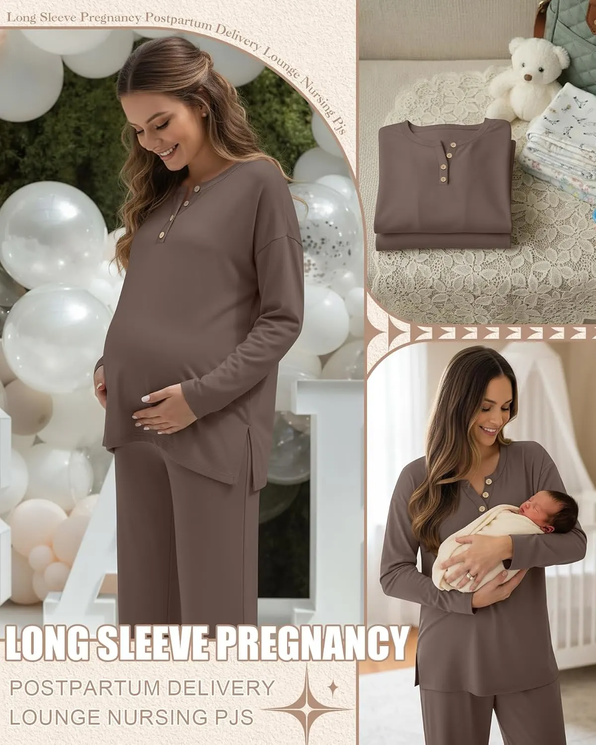 maternity pajamas set pockets 2