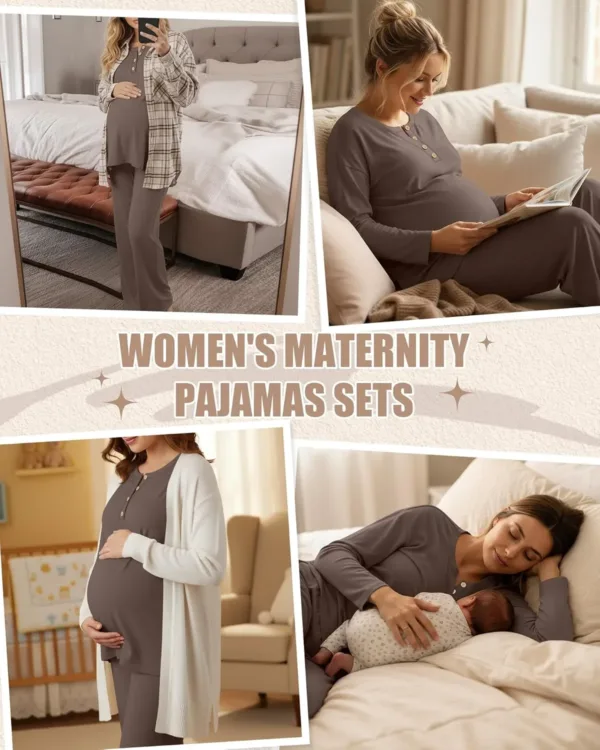 maternity pajamas set pockets 3