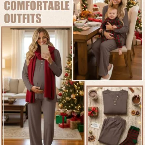 maternity pajamas set pockets 5