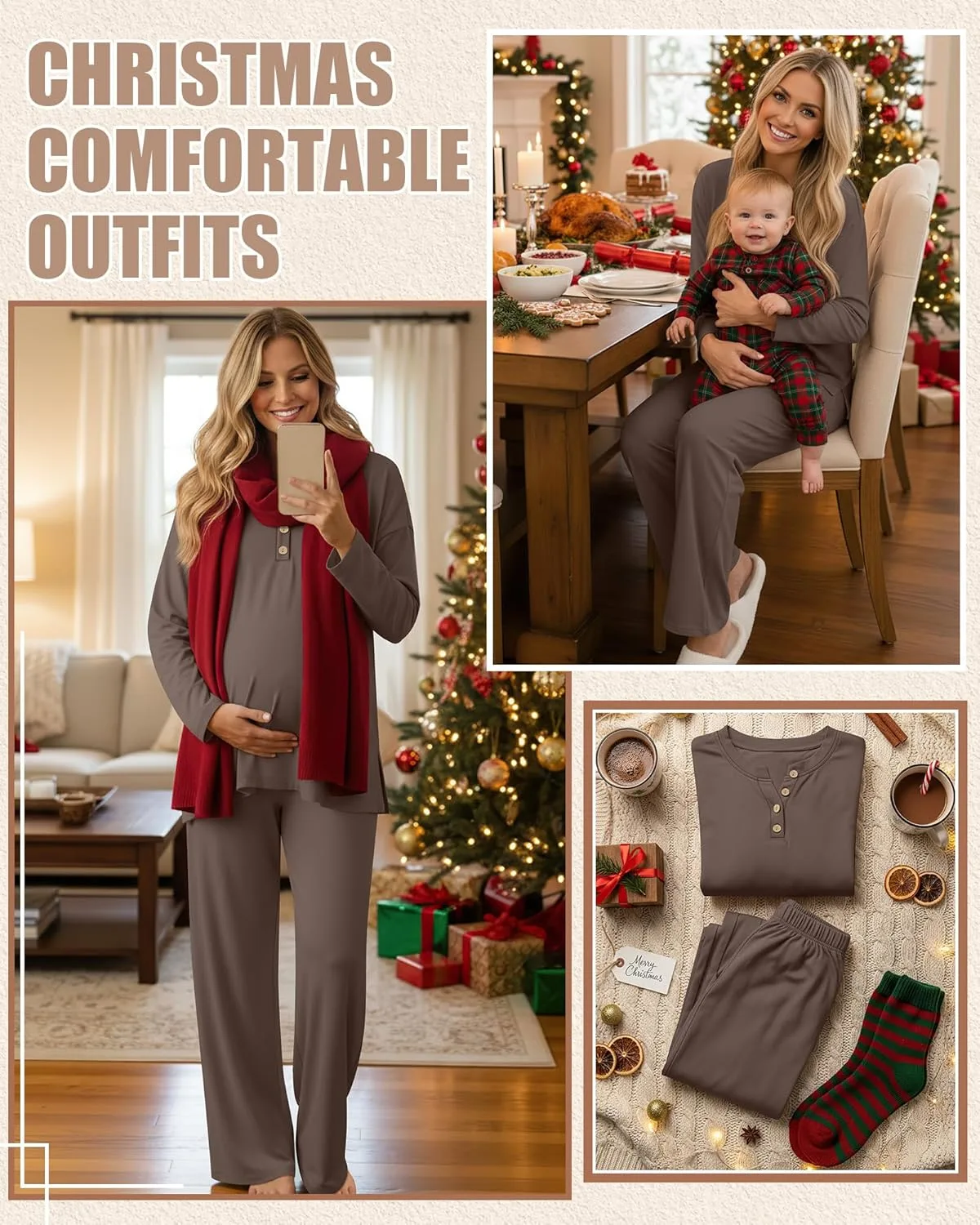 maternity pajamas set pockets 5