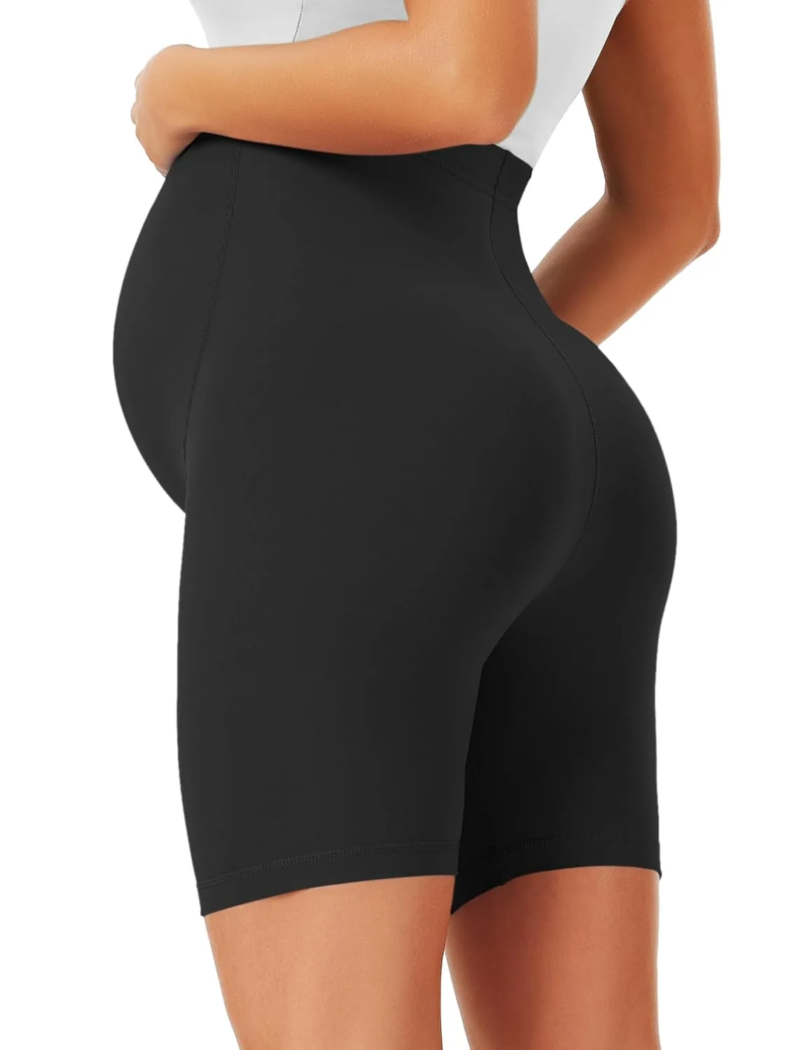 maternity shorts over belly 2