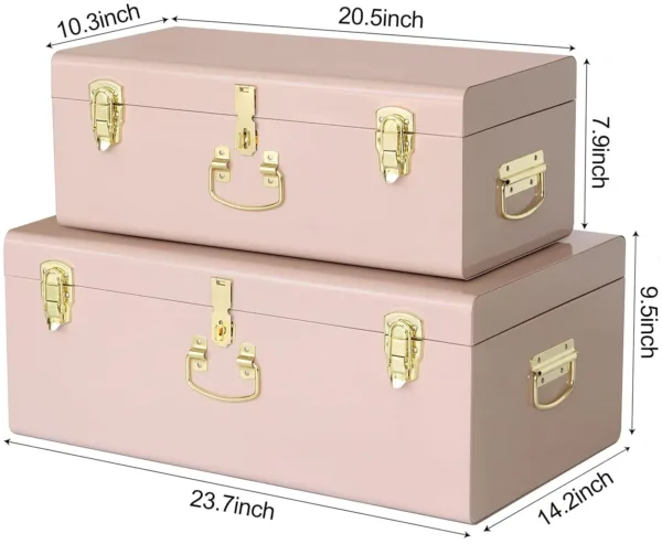 metal storage trunks set 2