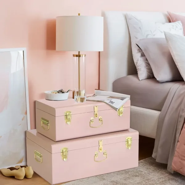 metal storage trunks set 4