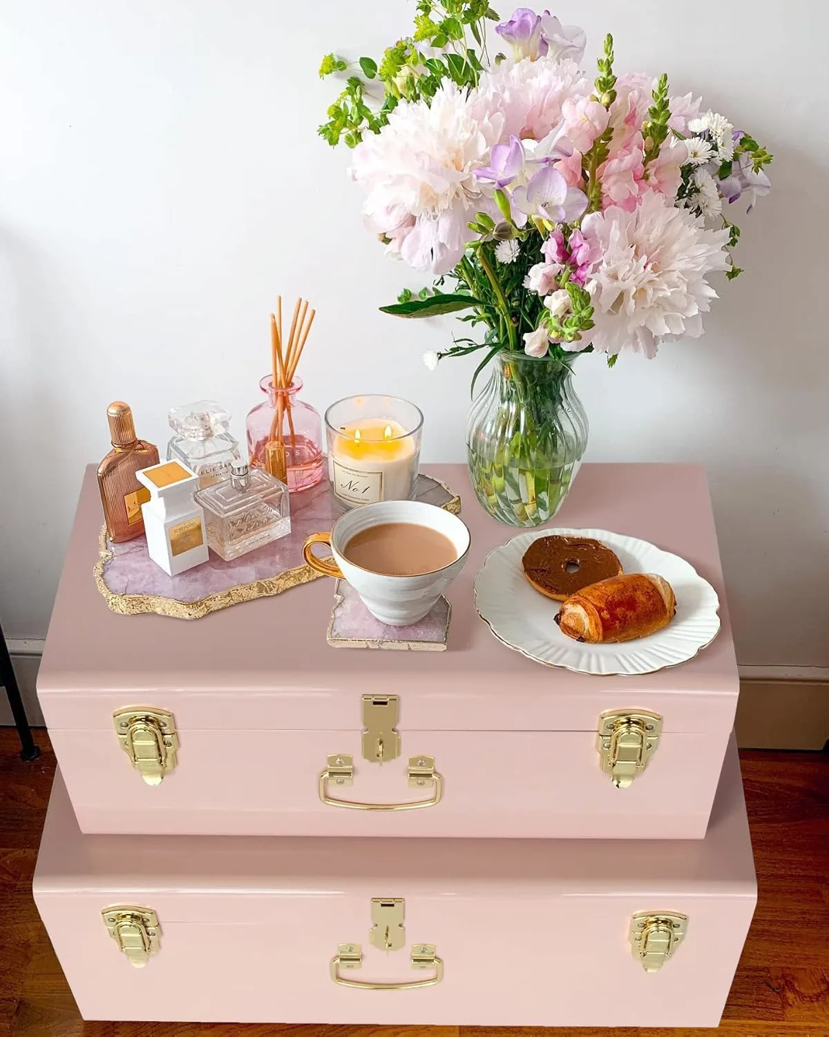 metal storage trunks set 6