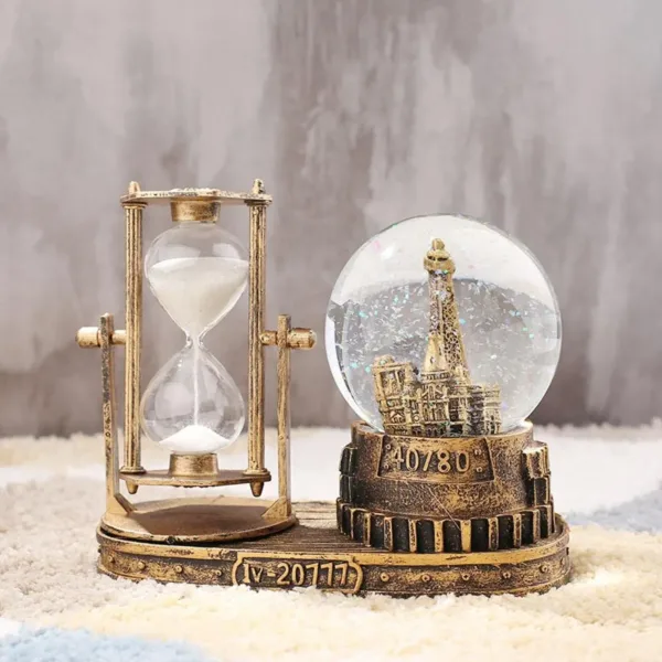 music snow globe hourglass 1