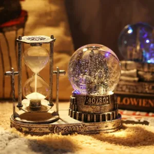 music snow globe hourglass 3