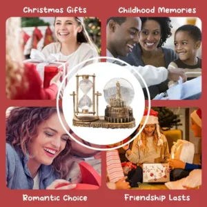 music snow globe hourglass 6