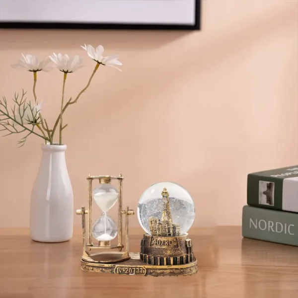 music snow globe hourglass 7