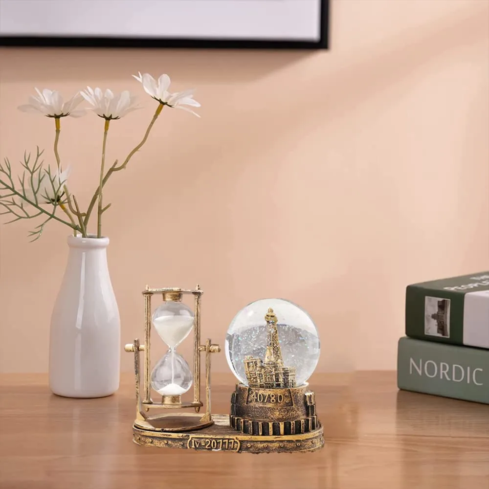 music snow globe hourglass 7