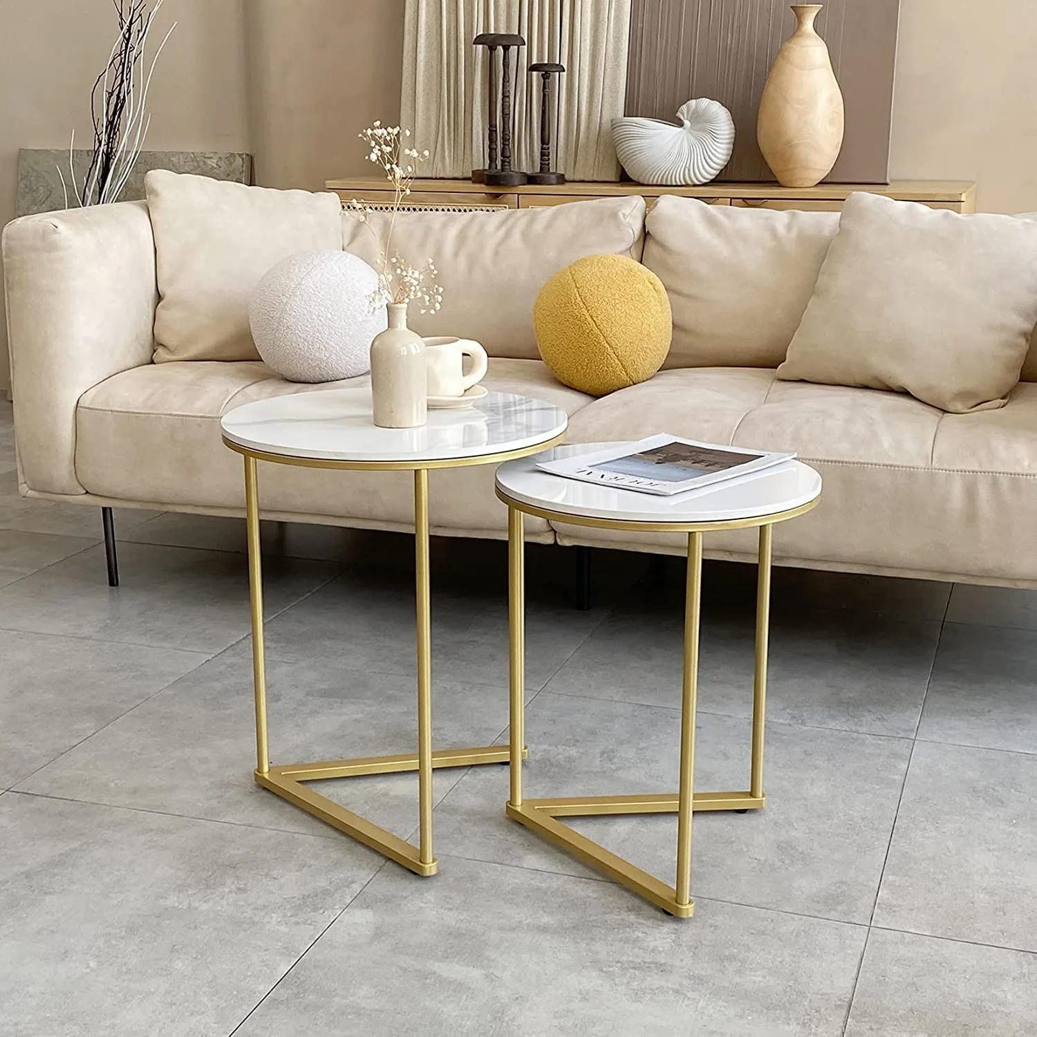 nesting table white marble 2