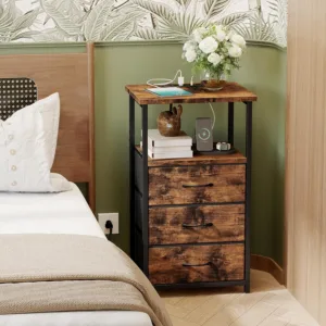 nightstand charging fabric drawers 2