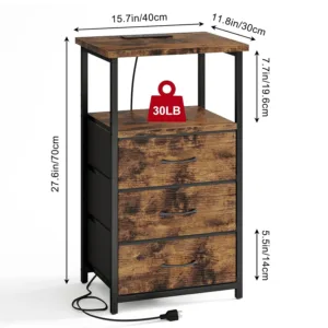 nightstand charging fabric drawers 3