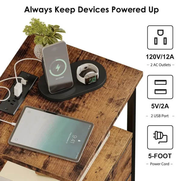 nightstand charging fabric drawers 4